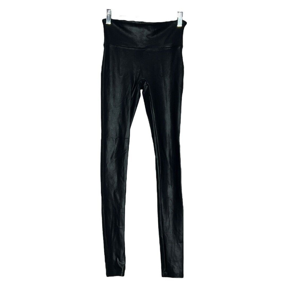 Spanx Women’s Faux Leather Leggings Black Skinny Leg Elastic‎ Waistband Size XS